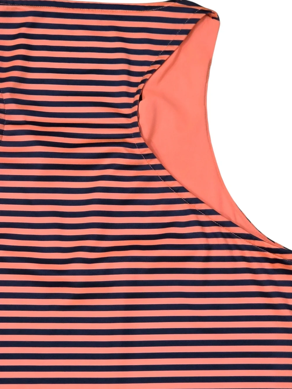 Nike Dri-FIT Women Medium Coral/Orange Navy Striped Racerback Athletic Tank Top